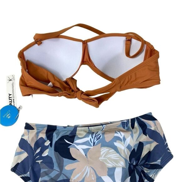New Cupshe S hipster two piece bikini blue and orange - Picture 5 of 5